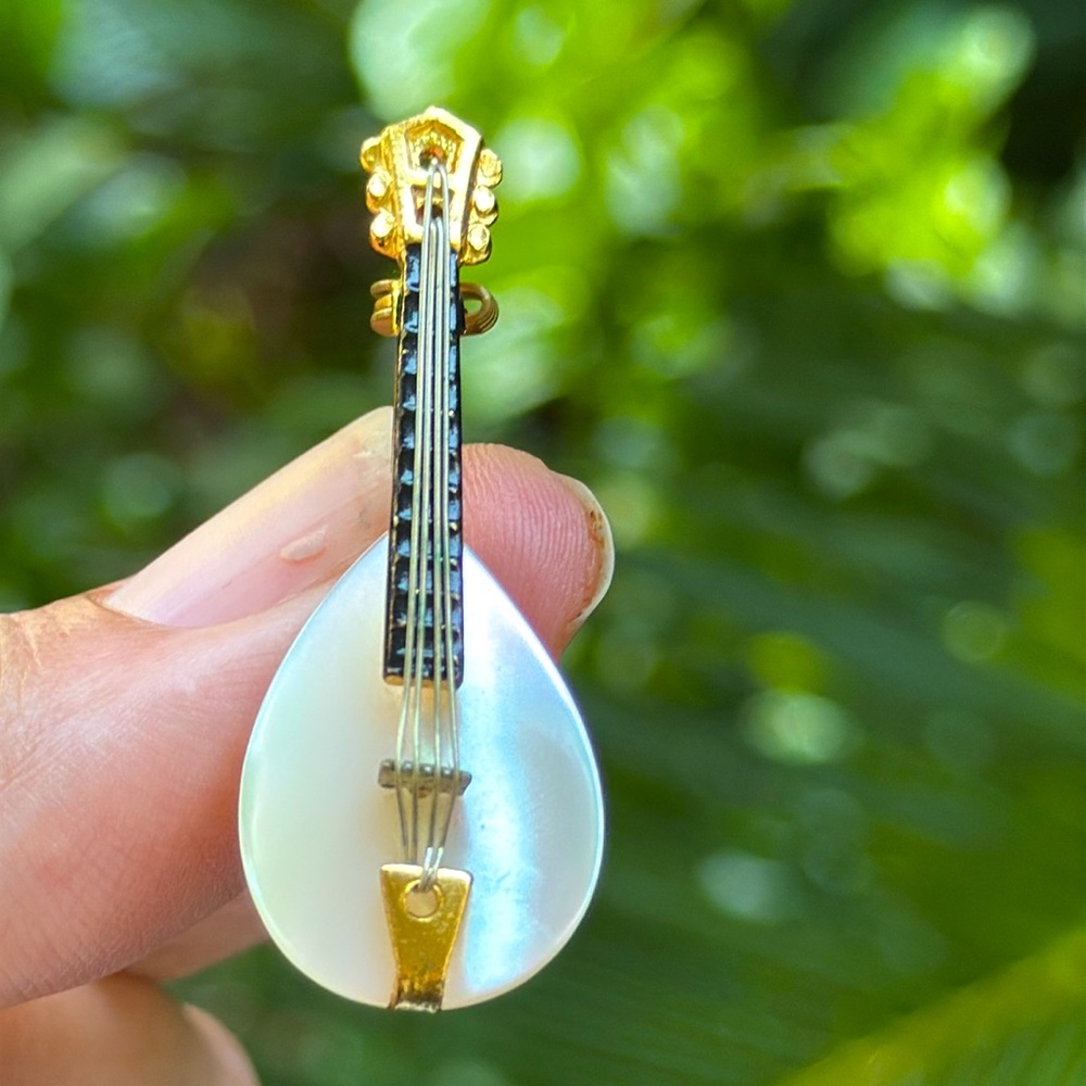 Elegant Ukulele Mother of Pearl Brooch